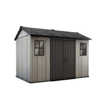 Keter Oakland 11x7,5 Grigia - Casetta da Giardino - Con Porta a Doppia Anta e Finestre 350x242 h229 cm