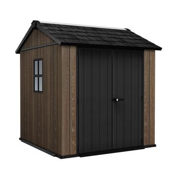 Keter Apex 757/775 Walnut Noce - Casetta da Giardino - Struttura Modulare con 2 Finestre - 230x223,8 h234 cm