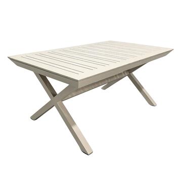 Tavolo Allungabile in Alluminio Beige Goran - 172/243x100 h75 cm - per Interno ed Esterno - per Giardini, Terrazze, Balconi, Bar, Ristoranti