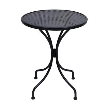 Tavolino da Esterno Egan in Ferro Nero Mesh - 60x60 h72 cm - Rotondo - per Terrazza, Giardino, Balcone, Patio