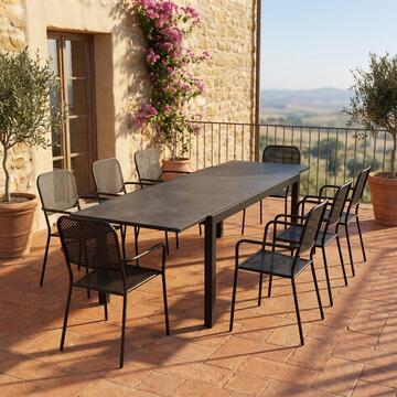 Tavolo da Esterno con Piano Grigio Allungabile 160/240x100 h75 cm Sven in Alluminio e DPC