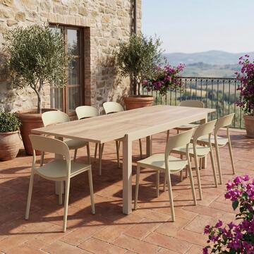 Tavolo da Esterno con Piano Rovere Allungabile 160/240x100 h75 cm Kube in Alluminio e DPC