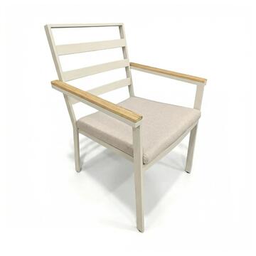 Sedia con Braccioli in Alluminio Beige Goran - 61x67 h90 cm - per Interno ed Esterno - con Cuscino Sfoderabile