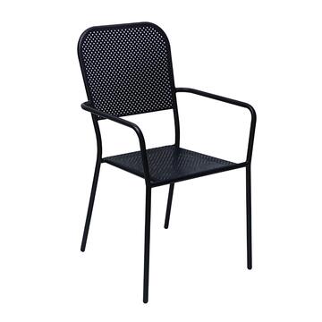 Sedia da Esterno Egan in Ferro Nero Mesh - 56x59 h90 cm - Impilabile - per Terrazza, Giardino, Balcone, Patio