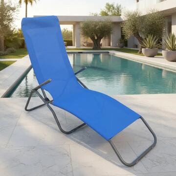 Sdraio da Esterno in Textilene Blu con Struttura in Acciaio Verniciato 137x57 h97 cm Playa