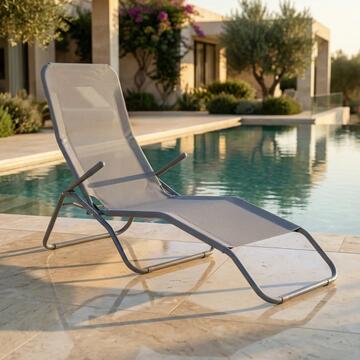 Sdraio da Esterno in Textilene Grigia con Struttura in Acciaio Verniciato 137x57 h97 cm Playa