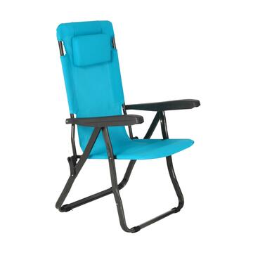 Sedia Sdraio Reclinabile Azzurra Vela con Cuscino e Struttura in Metallo 54x105 h100 cm