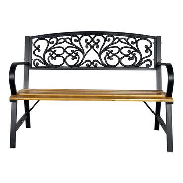 Panchina Pretty 120x56 h 87 cm - con Schianale con Motivo Floreale e Doghe in Legno - per Giardino, Cortile, Terrazza, Veranda, Patio