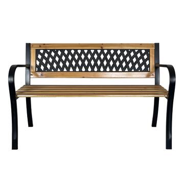 Panchina Nice 120x53 h 77 cm - con Schianale con Motivo Geometrico e Doghe in Legno - per Giardino, Cortile, Terrazza, Veranda, Patio