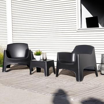 Set Ibiza Terrace 2 Poltrone e Tavolino in Polipropilene Grafite