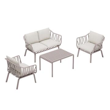 Set da Giardino 4 Posti in Polipropile Anti-UV Tortora... - Marino Fa Mercato