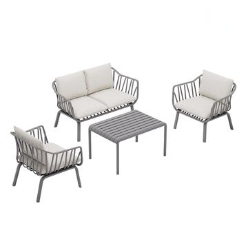 Set da Giardino 4 Posti in Polipropile Anti-UV Antracite... - Marino Fa Mercato