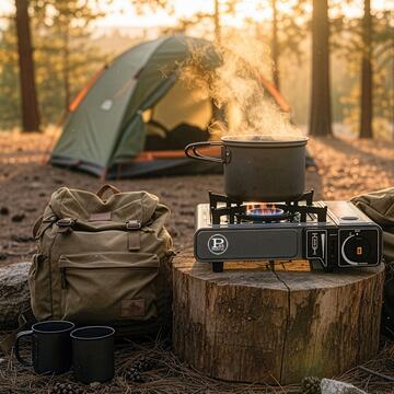 Fornello Portatile a Gas Cook 150 con Piezo, Ideale per Campeggio, Outdoor e Viaggi